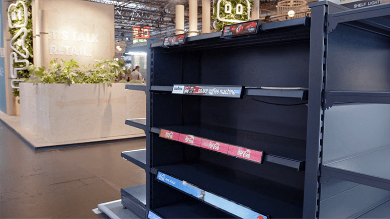 Stretch signage for gondola shelves